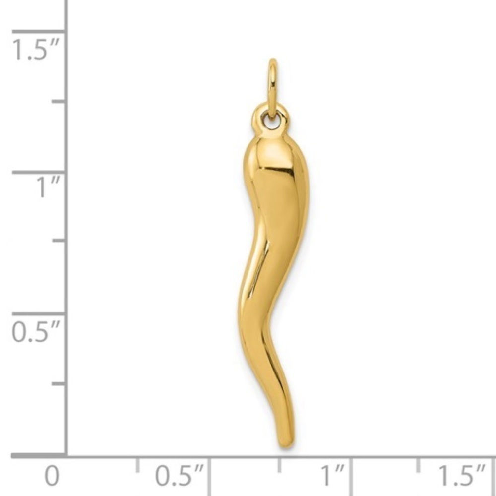 New 14K Gold 3D Italian Horn Charm - Picture 5 of 6